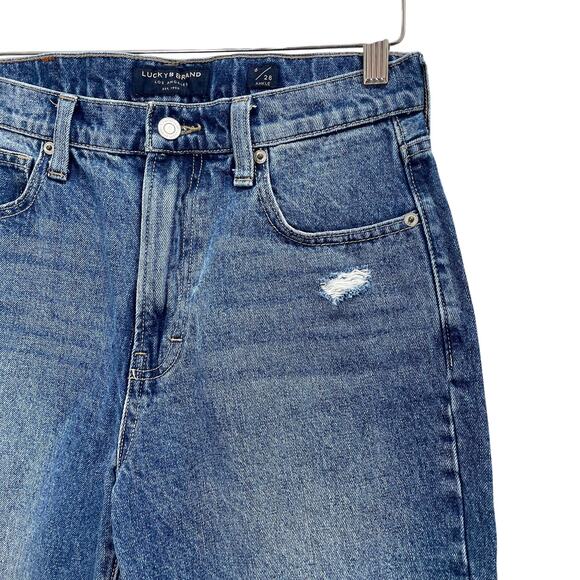 Lucky Brand Drew High Rise Mom Jeans size 6 / 28 Distressed Ankle - Picture 2 of 10